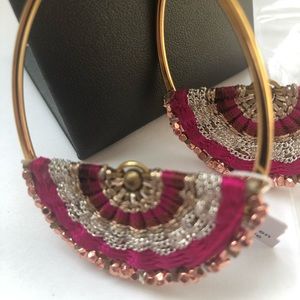 NWT Anthropologie unique fan earrings